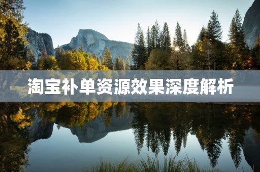 淘宝补单资源效果深度解析