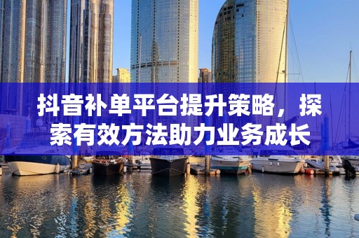 抖音补单平台提升策略，探索有效方法助力业务成长