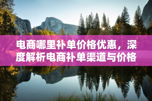 电商哪里补单价格优惠，深度解析电商补单渠道与价格策略
