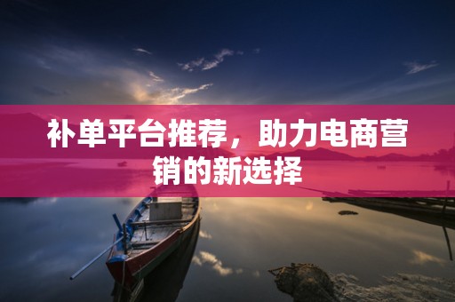 补单平台推荐，助力电商营销的新选择