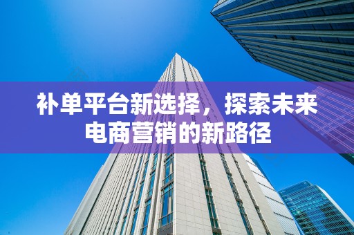 补单平台新选择，探索未来电商营销的新路径