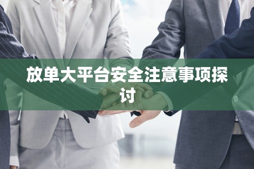 放单大平台安全注意事项探讨
