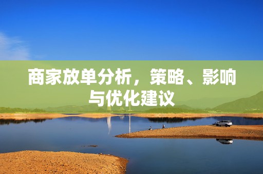 商家放单分析，策略、影响与优化建议