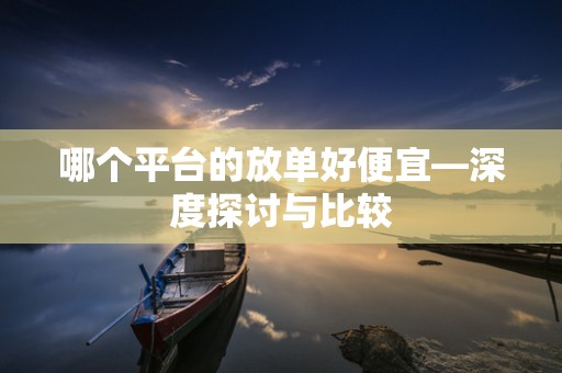 哪个平台的放单好便宜—深度探讨与比较