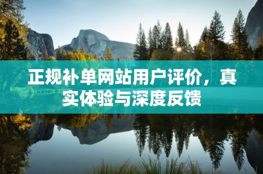 正规补单网站用户评价，真实体验与深度反馈