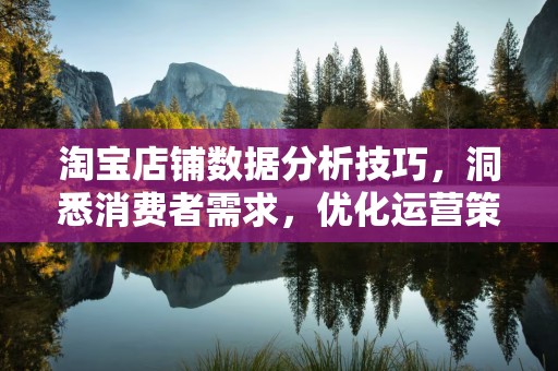 淘宝店铺数据分析技巧，洞悉消费者需求，优化运营策略