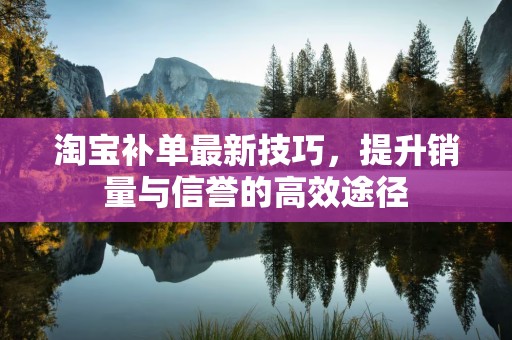 淘宝补单最新技巧，提升销量与信誉的高效途径