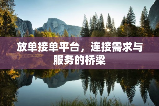 放单接单平台，连接需求与服务的桥梁