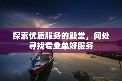 探索优质服务的殿堂，何处寻找专业单好服务