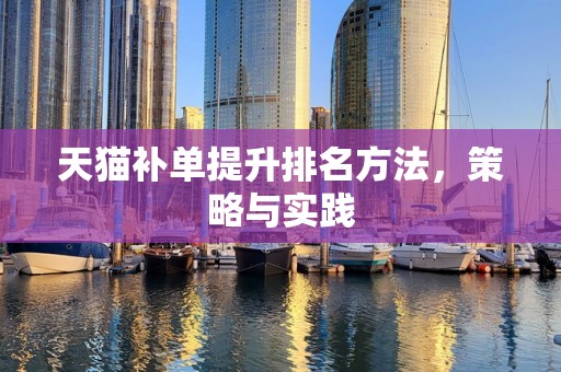 天猫补单提升排名方法，策略与实践
