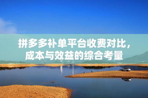 拼多多补单平台收费对比，成本与效益的综合考量