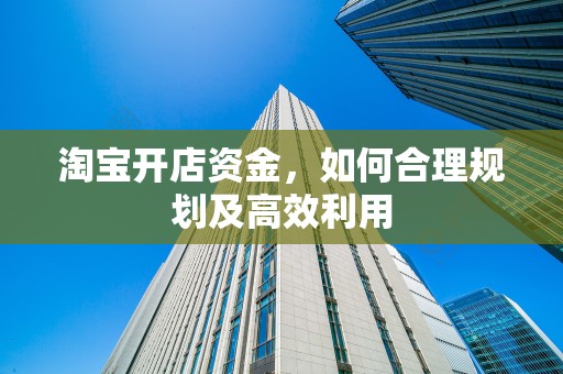 淘宝开店资金，如何合理规划及高效利用