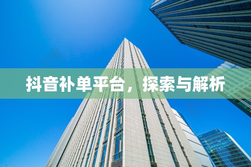 抖音补单平台，探索与解析