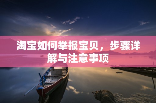 淘宝如何举报宝贝，步骤详解与注意事项