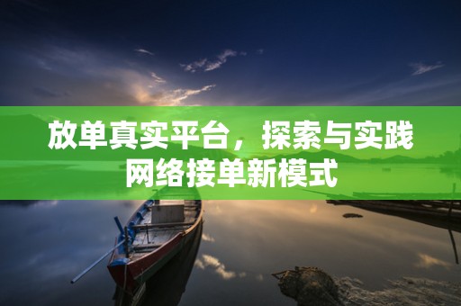 放单真实平台，探索与实践网络接单新模式
