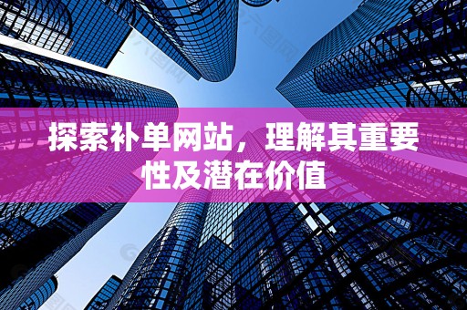 探索补单网站，理解其重要性及潜在价值