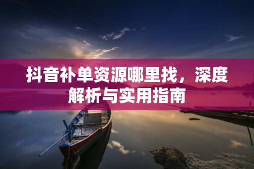 抖音补单资源哪里找，深度解析与实用指南