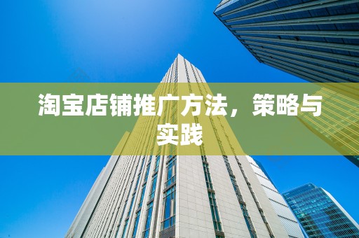 淘宝店铺推广方法，策略与实践