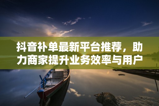 抖音补单最新平台推荐，助力商家提升业务效率与用户体验