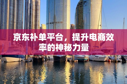 京东补单平台，提升电商效率的神秘力量