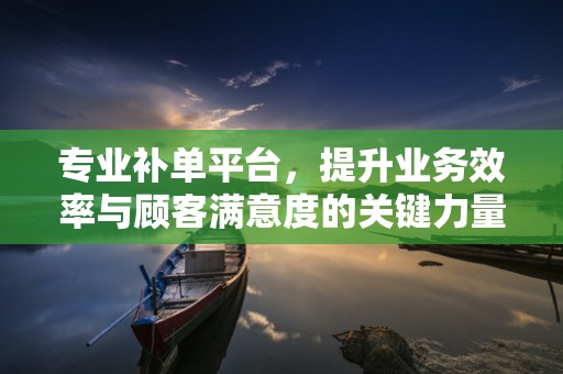 专业补单平台，提升业务效率与顾客满意度的关键力量