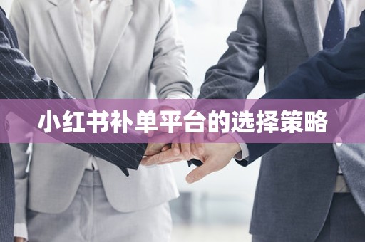 小红书补单平台的选择策略