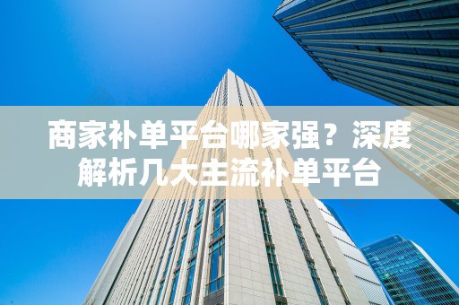 商家补单平台哪家强？深度解析几大主流补单平台
