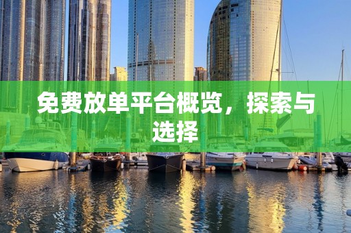 免费放单平台概览，探索与选择