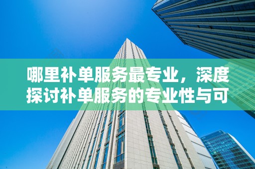 哪里补单服务最专业，深度探讨补单服务的专业性与可靠性