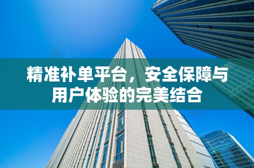 精准补单平台，安全保障与用户体验的完美结合