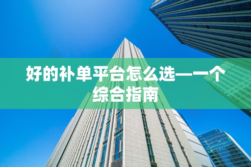 好的补单平台怎么选—一个综合指南