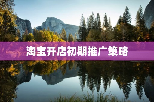 淘宝开店初期推广策略