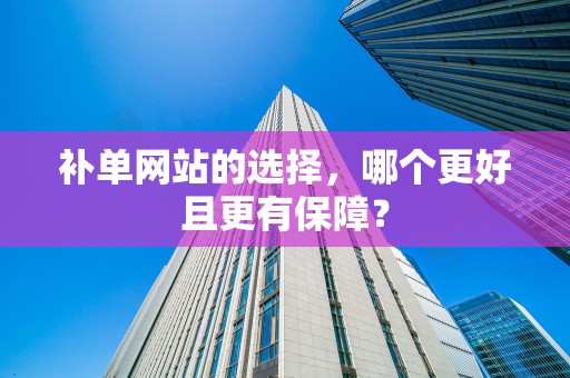 补单网站的选择，哪个更好且更有保障？