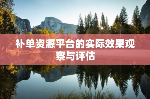 补单资源平台的实际效果观察与评估