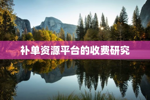补单资源平台的收费研究