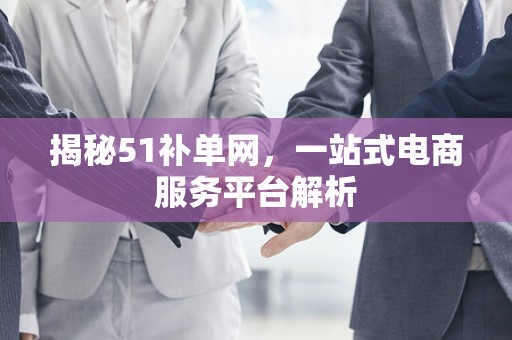揭秘51补单网，一站式电商服务平台解析