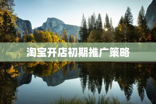 淘宝开店初期推广策略
