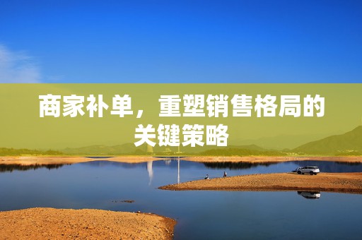商家补单，重塑销售格局的关键策略