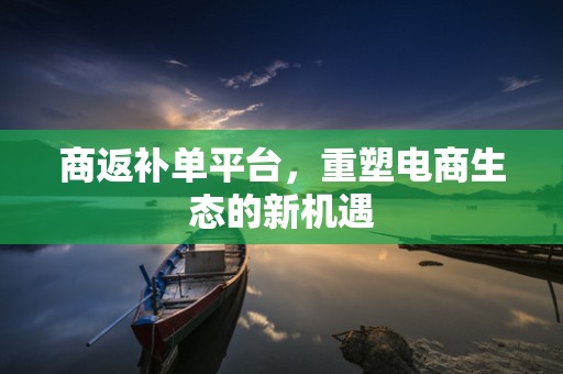 商返补单平台，重塑电商生态的新机遇