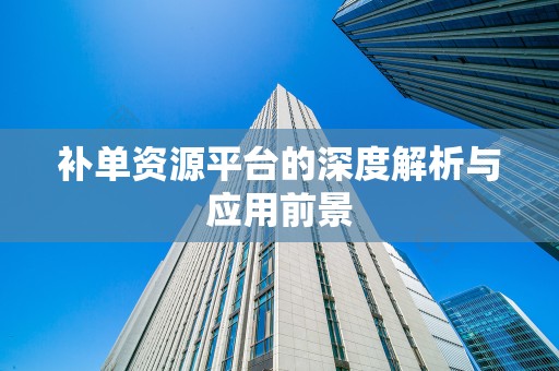 补单资源平台的深度解析与应用前景