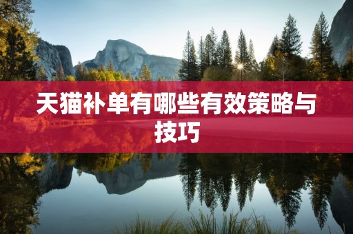天猫补单有哪些有效策略与技巧