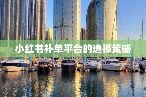 小红书补单平台的选择策略