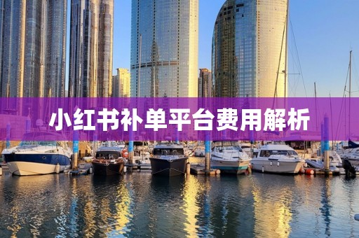 小红书补单平台费用解析