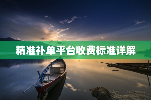 精准补单平台收费标准详解