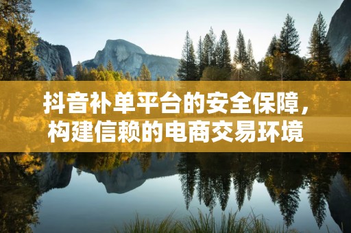 抖音补单平台的安全保障，构建信赖的电商交易环境