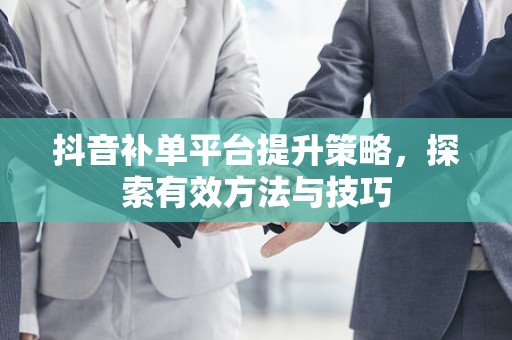 抖音补单平台提升策略，探索有效方法与技巧