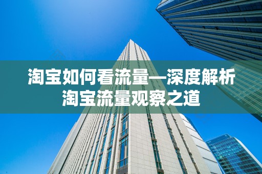 淘宝如何看流量—深度解析淘宝流量观察之道