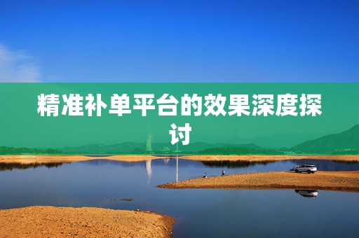 精准补单平台的效果深度探讨
