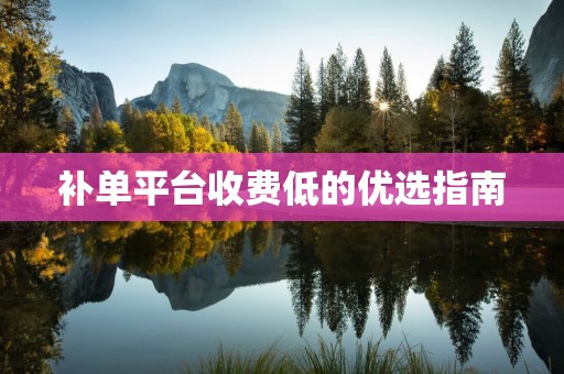 补单平台收费低的优选指南