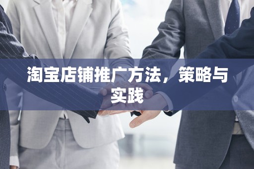 淘宝店铺推广方法，策略与实践